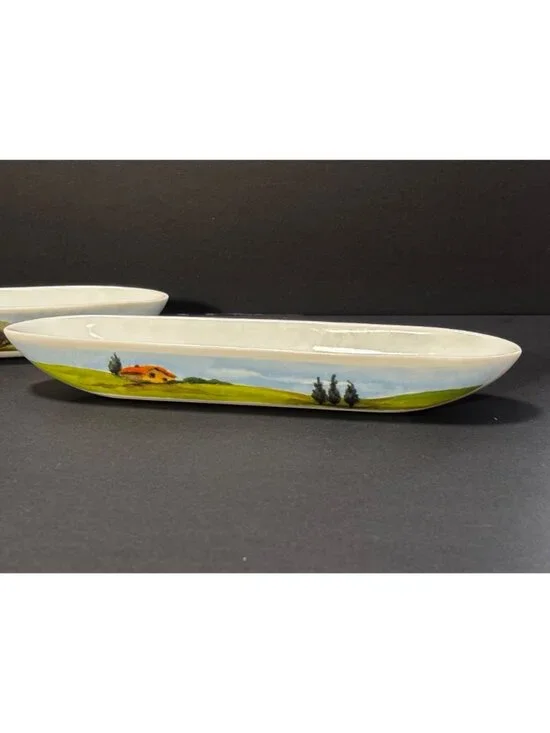 Susanne Riette Boston Warehouse Hand-Painted Ceramic Olive Boat Set VTG 02 - Picture 2 of 11